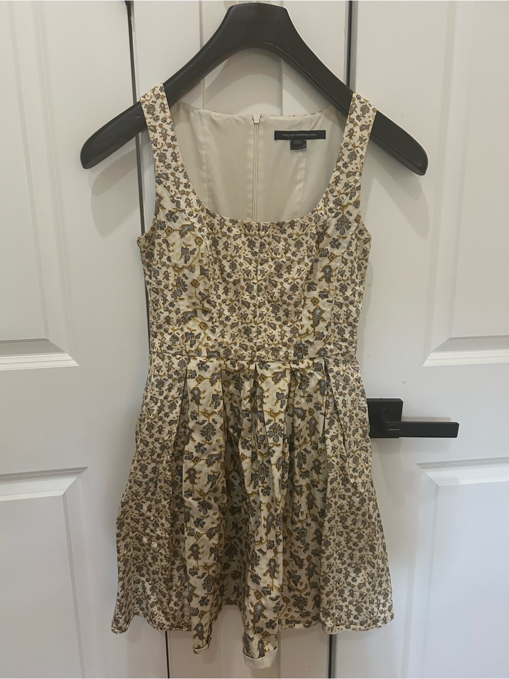French Connection Cream and Olive Floral Mini Dress